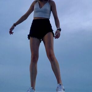 LA hearts white crochet tank top